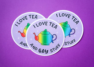 I Love Tea & Gay Stuff sticker