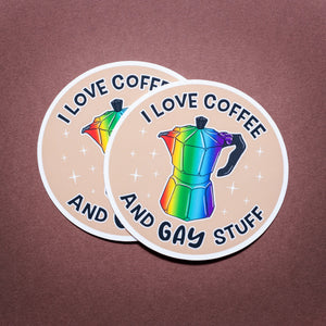 I Love Coffee & Gay Stuff sticker