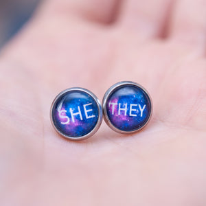 lgbtq she they pronoun earrings