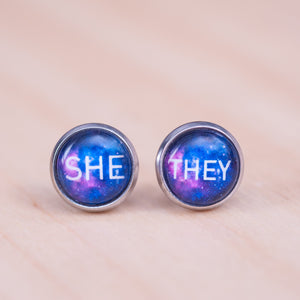 she they subtle stud earrings