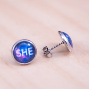 queer galaxy earrings