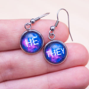 lgbtq he they pronoun dangle earrings