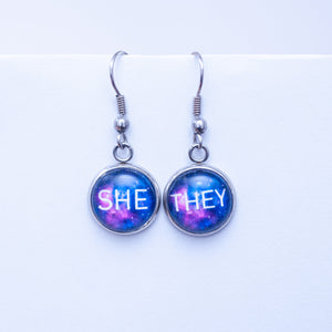 queer galaxy earrings