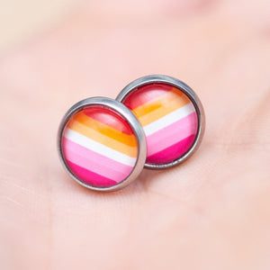 Lesbian flag pride earrings - stud or dangle