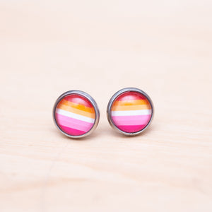 Lesbian flag pride earrings - stud or dangle