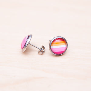 Lesbian flag pride earrings - stud or dangle