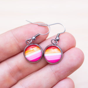 Lesbian flag pride earrings - stud or dangle