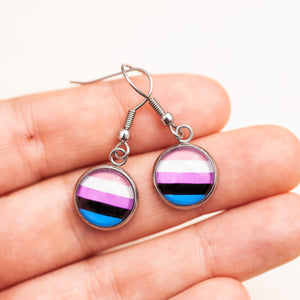 Genderfluid flag pride earrings - stud or dangle