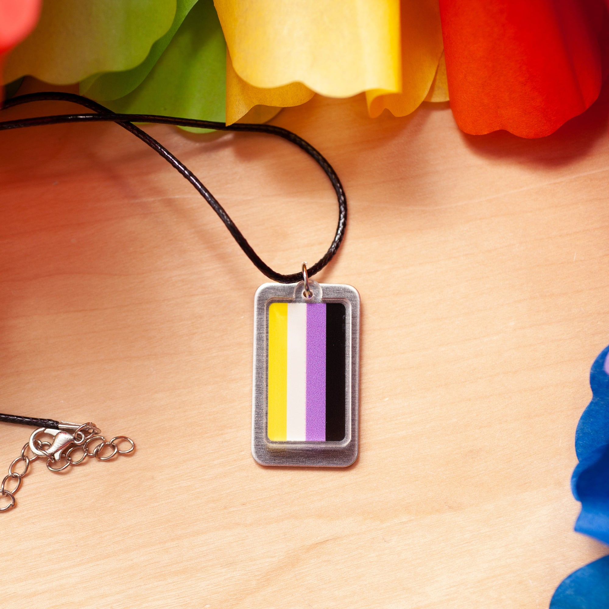 Non-binary pride flag necklace