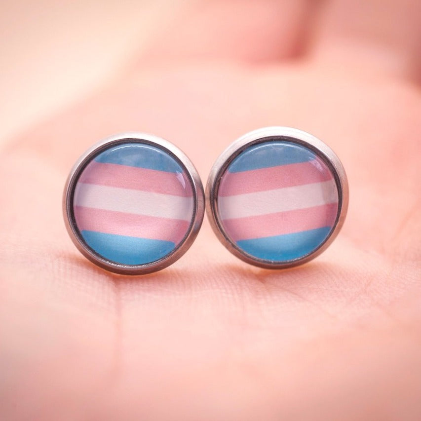 trans pride flag stud earrings