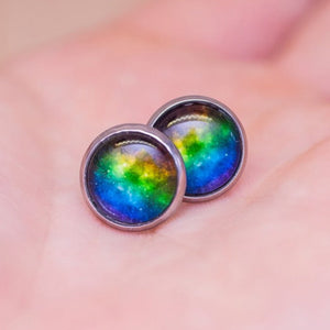 rainbow galaxy lgbtq stud earrings