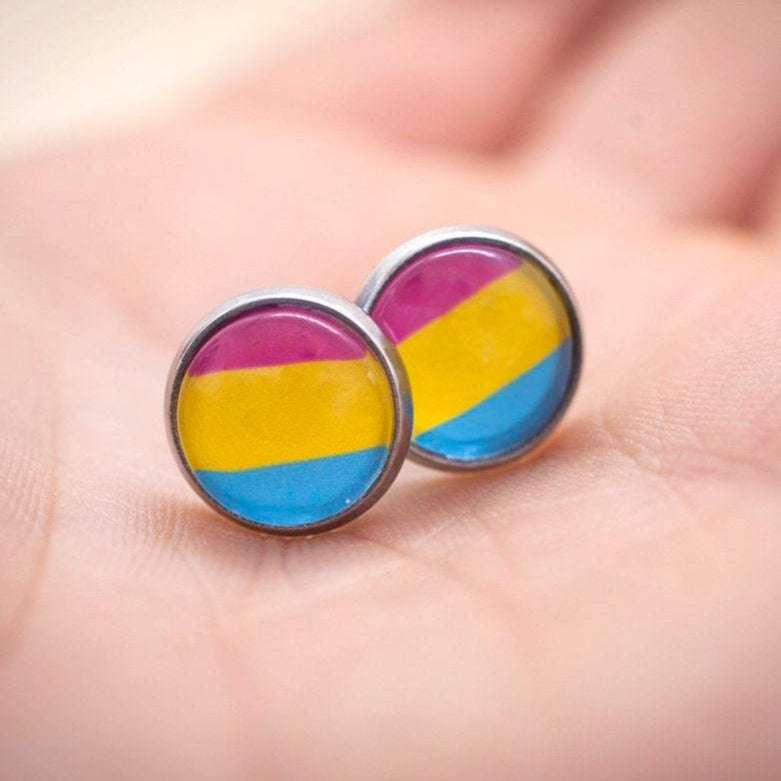 pansexual pride flag stud earrings