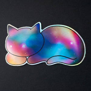 Galaxy Cat rainbow holographic sticker