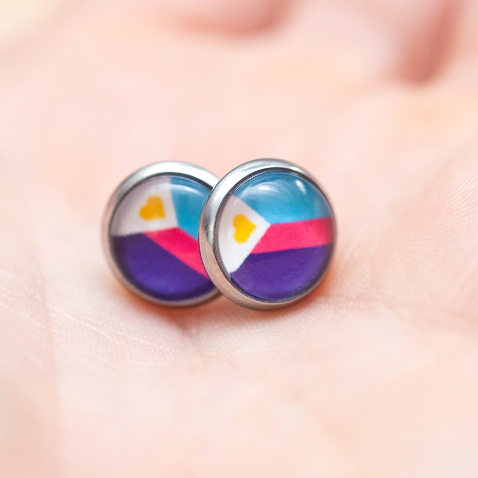 Polyamory flag pride earrings - stud or dangle