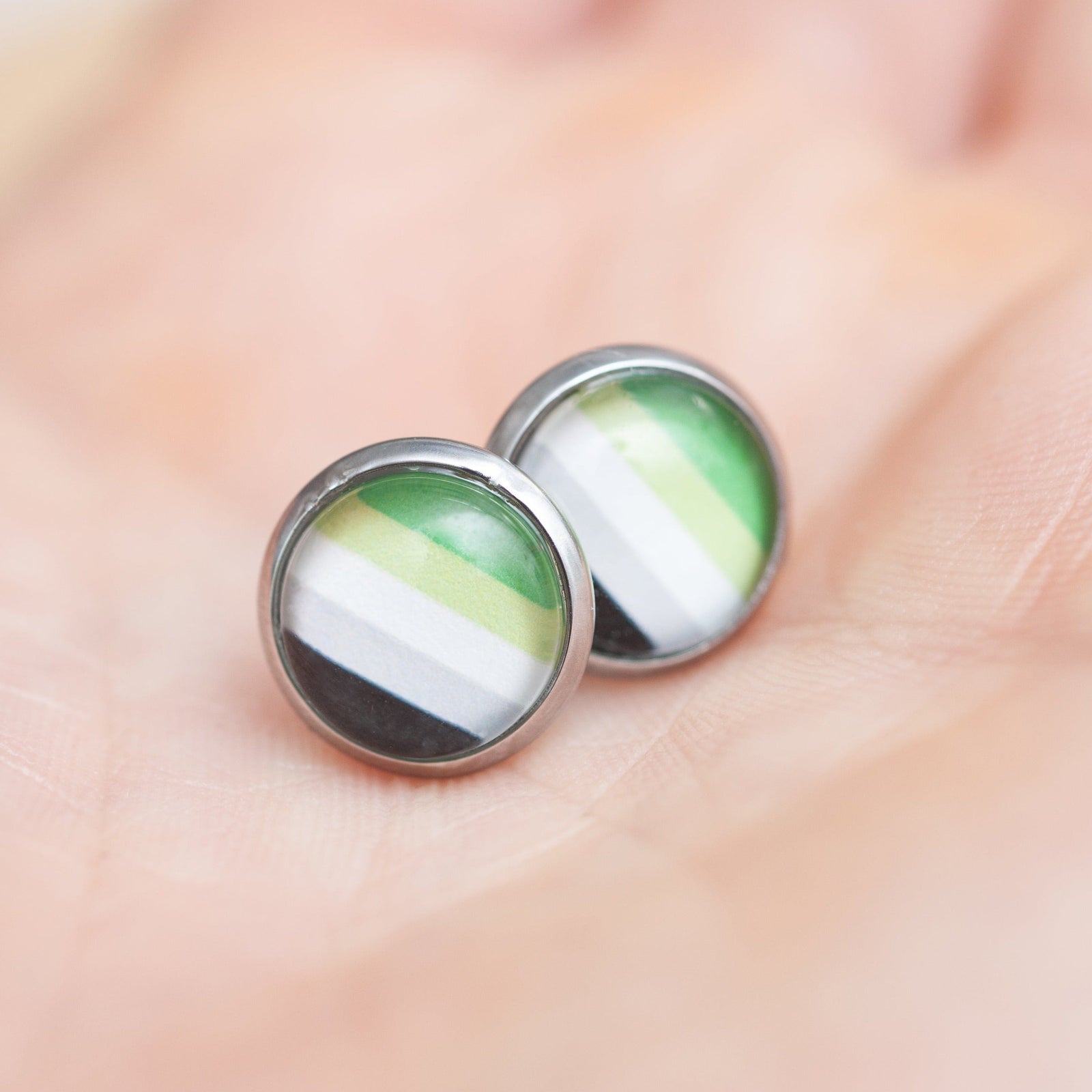 Aromantic flag pride earrings - stud or dangle