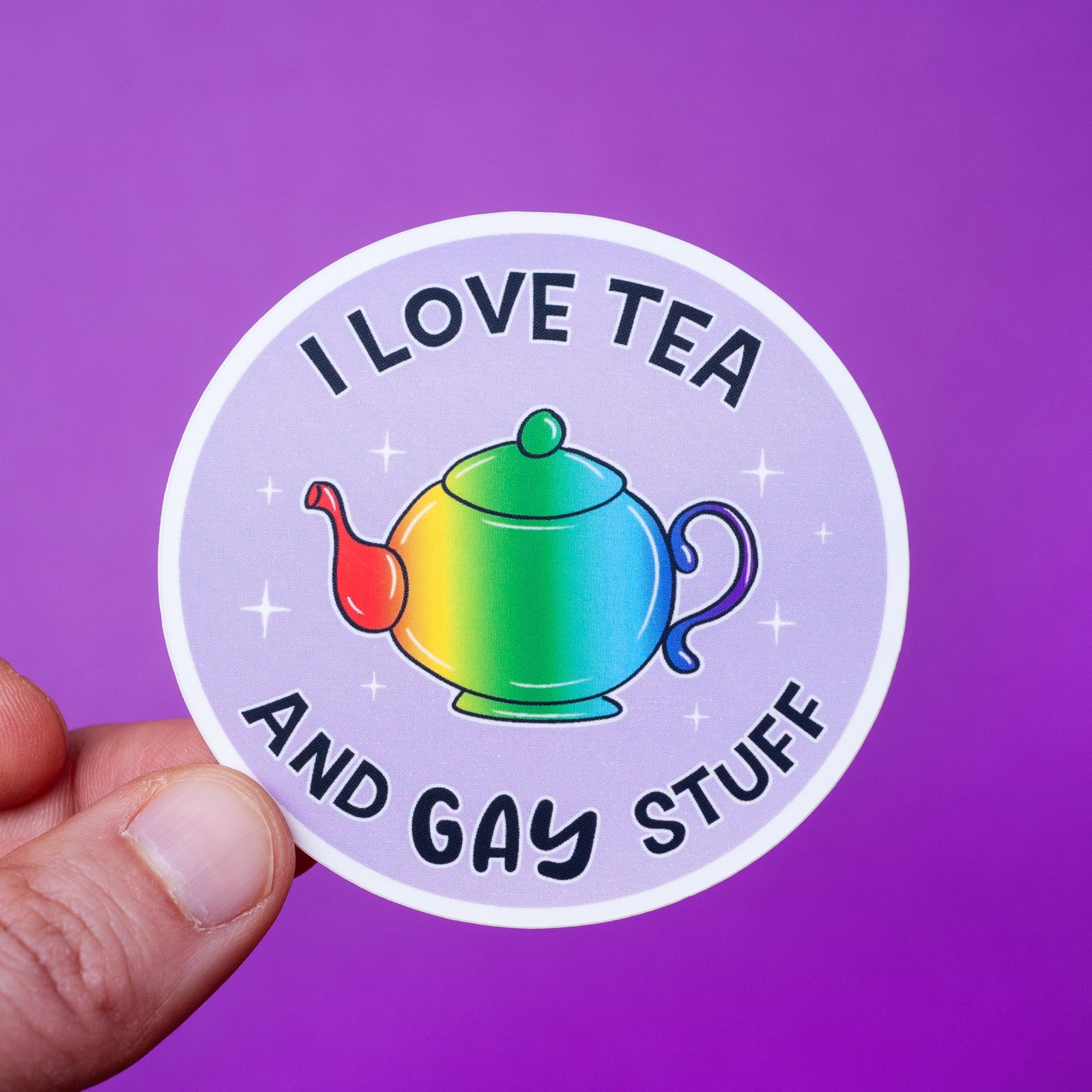 I Love Tea & Gay Stuff sticker