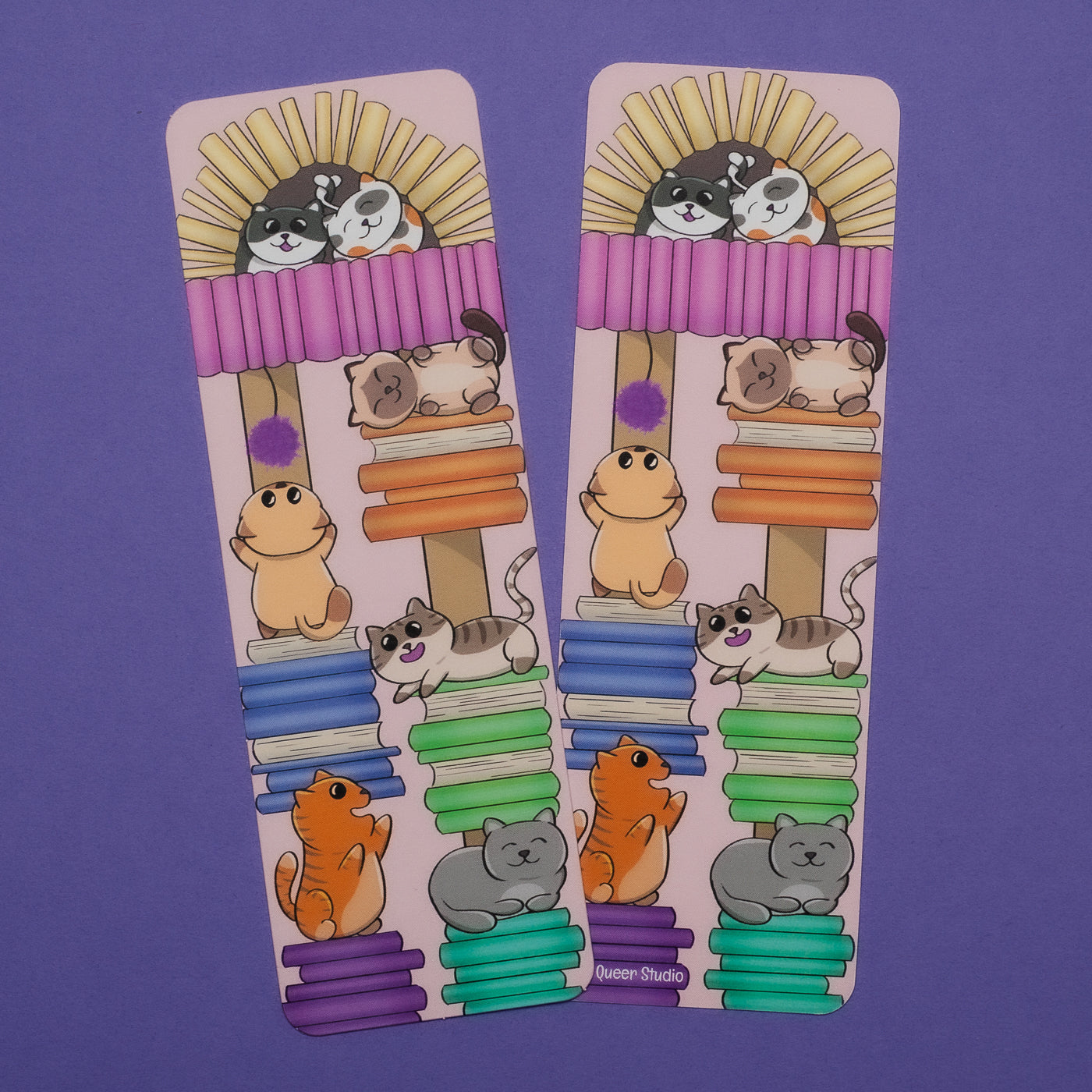 Cat Book Tower bookmark