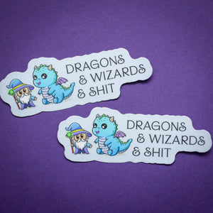 Dragons & Wizards & Shit sticker