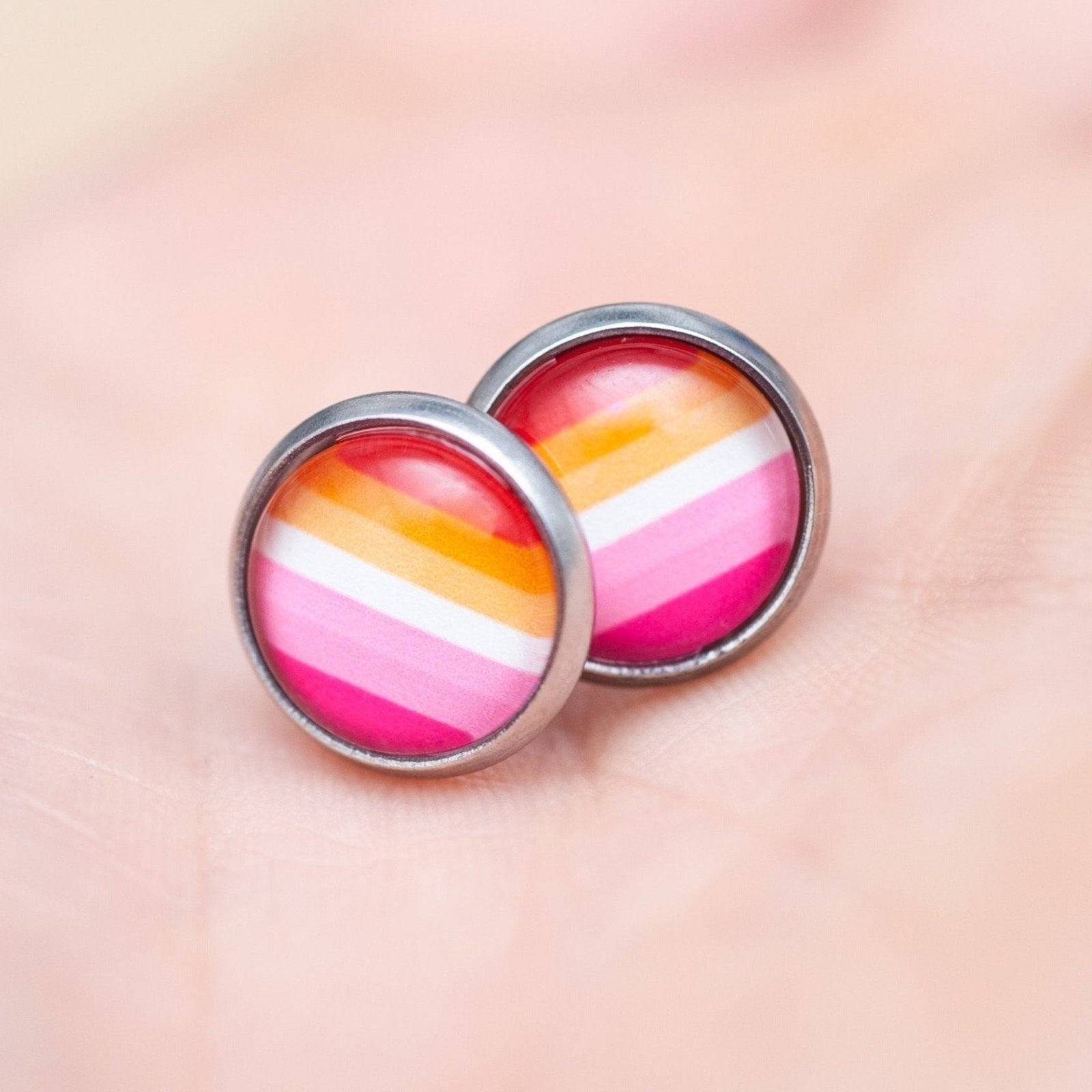 Lesbian flag pride earrings - stud or dangle