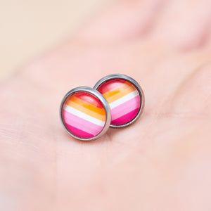 Lesbian flag pride earrings - stud or dangle