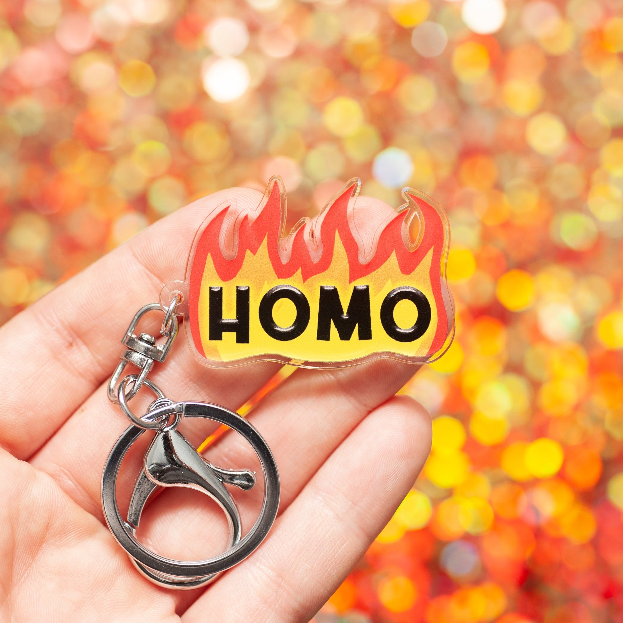 Flaming Homo keychain