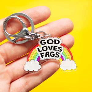 God Loves Fags keychain