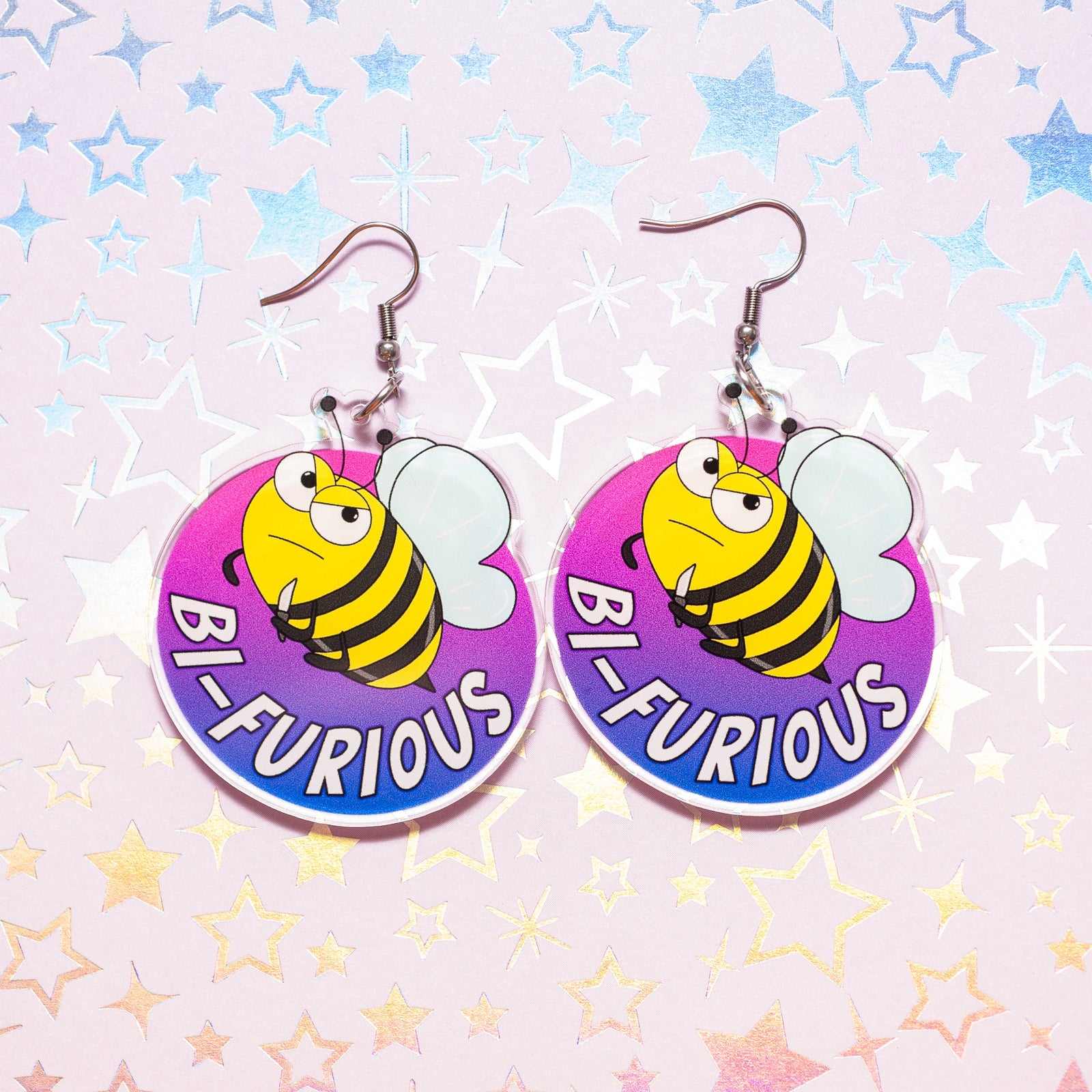 Bi-Furious acrylic earrings