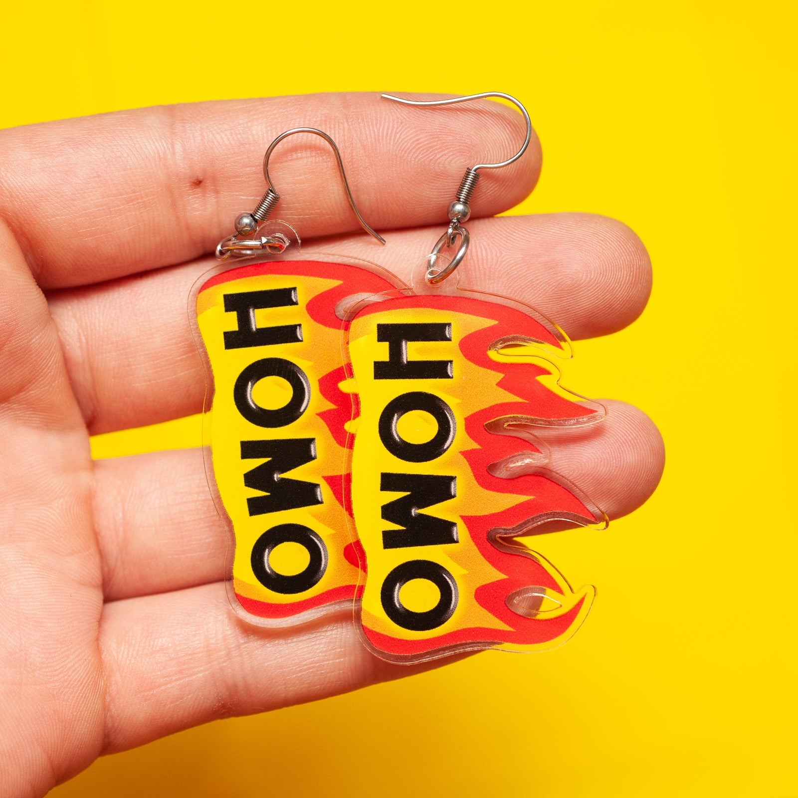 Flaming Homo acrylic earrings