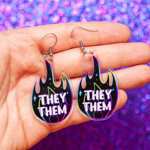 They/Them acrylic pronoun earrings