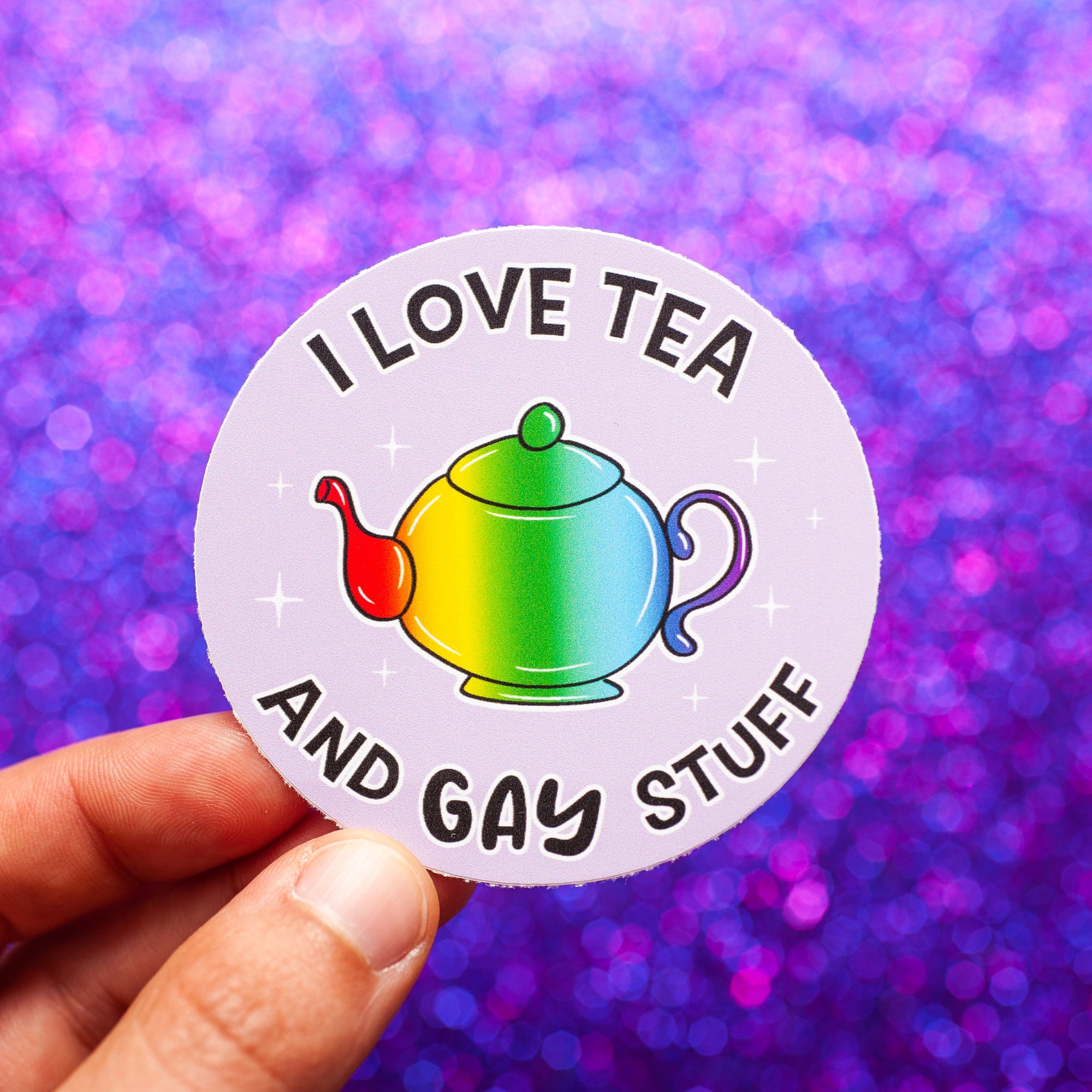I Love Tea & Gay Stuff sticker
