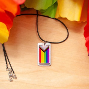 Trans inclusive rainbow flag necklace