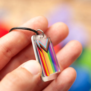 Trans inclusive rainbow flag necklace