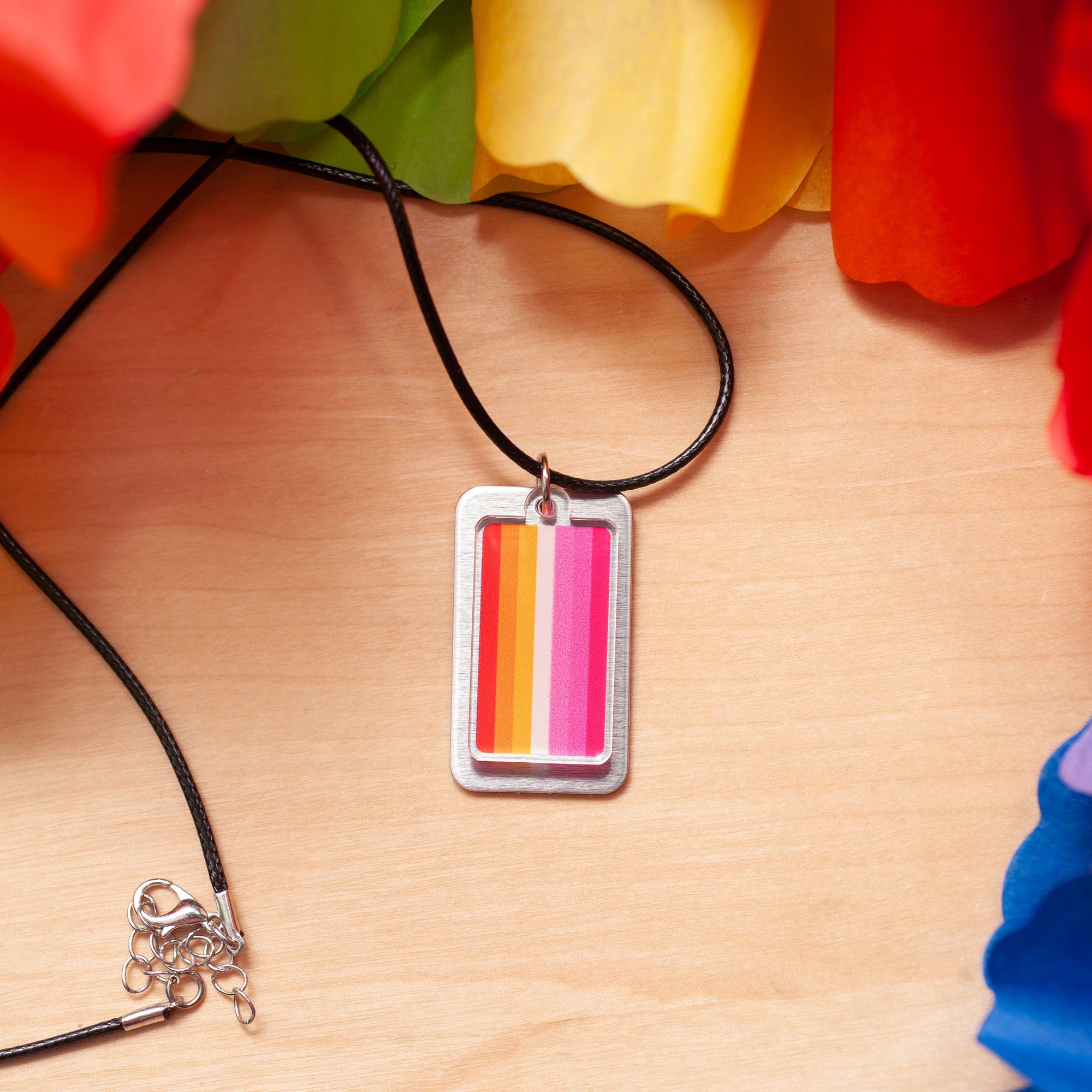 Lesbian pride flag necklace