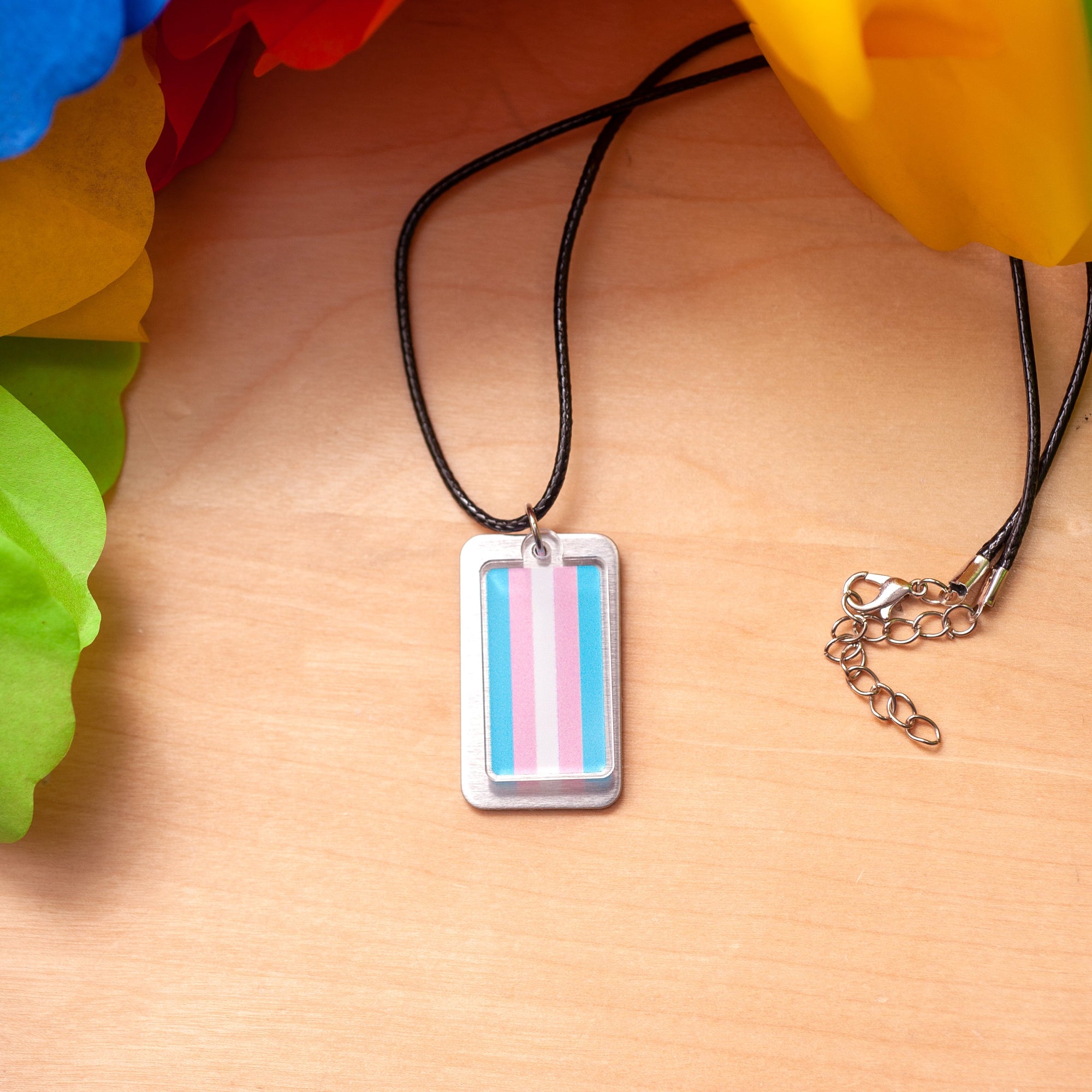 Transgender pride flag necklace