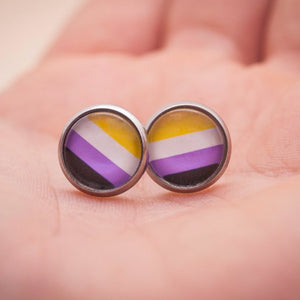 non-binary pride flag stud earrings