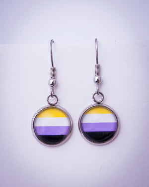 non-binary pride flag dangle earrings