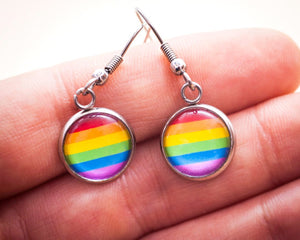 rainbow pride flag hanging earrings