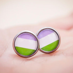 genderqueer pride stud earrings
