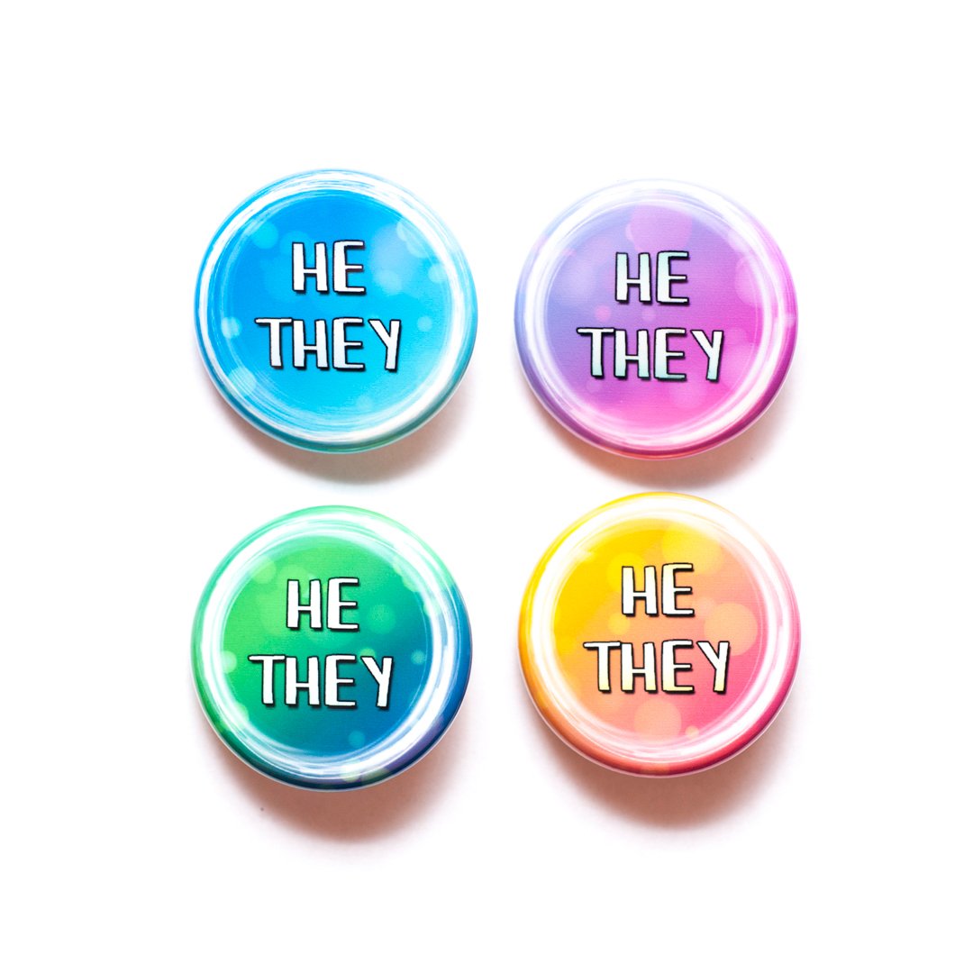 lgbtq he they pronoun buttons