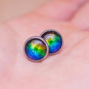 rainbow galaxy lgbtq stud earrings