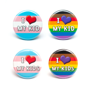 I Love My Kid(s) pride ally button