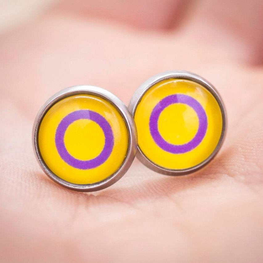 intersex pride flag stud earrings
