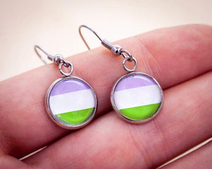 genderqueer pride flag dangle earrings