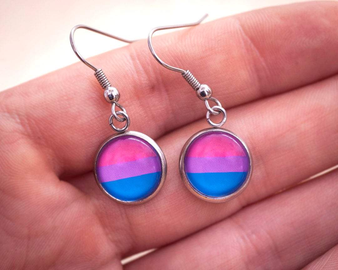 Bisexual Valentines Day Earrings - Bi Conversation Heart Earrings - Pride Flag Colors - Fun & Subtle Bi Pride
