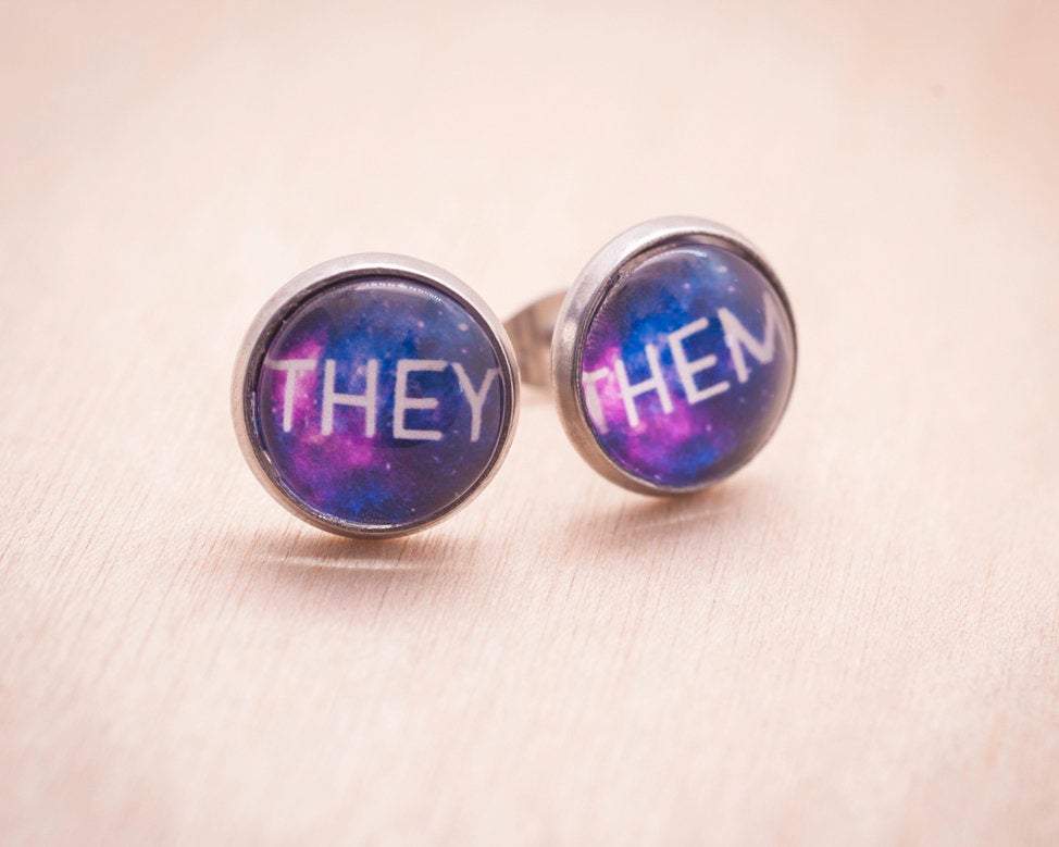 Pronoun Earrings / they/them/he/his/she/hers/Mx