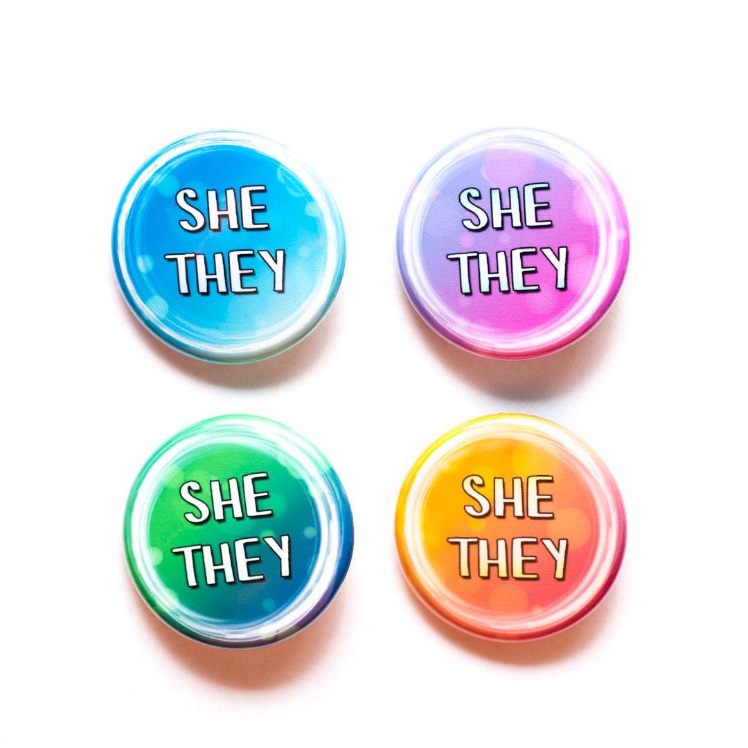 lgbtq she they pronoun buttons