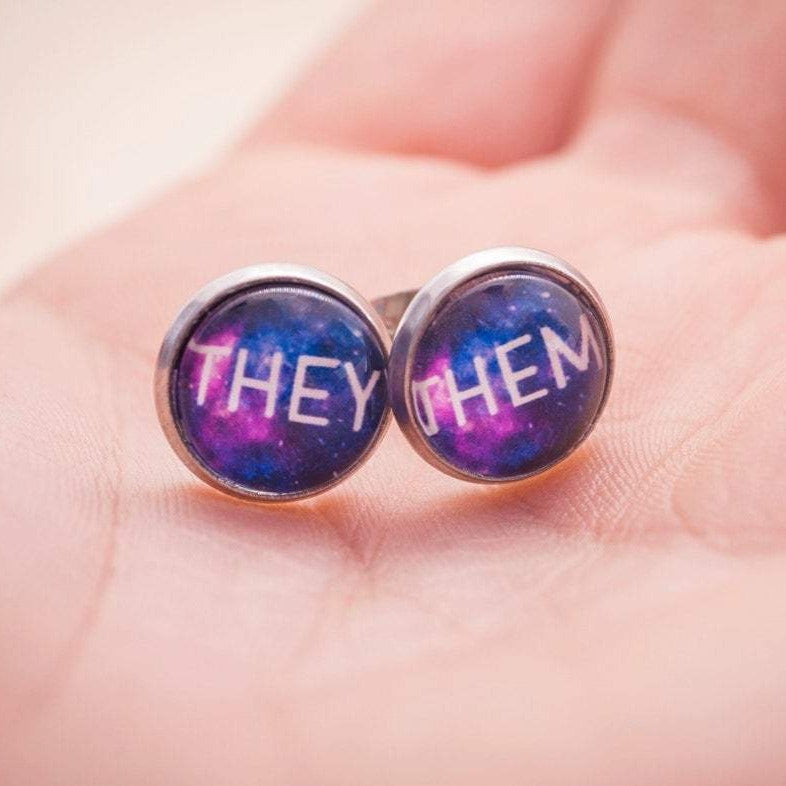 queer trans pride pronoun earrings