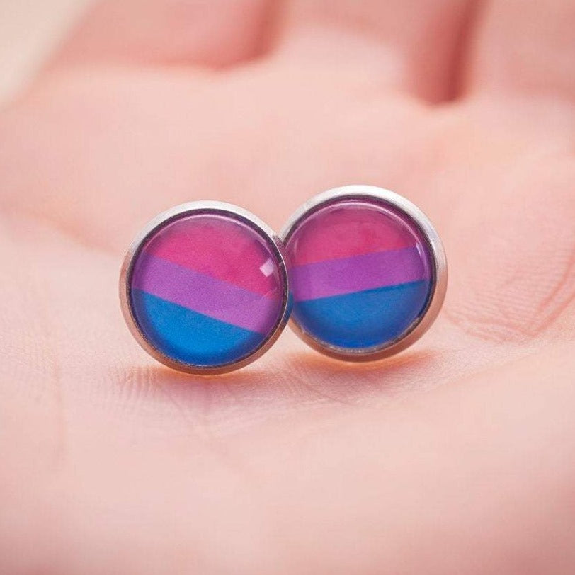 bisexual pride flag stud earrings