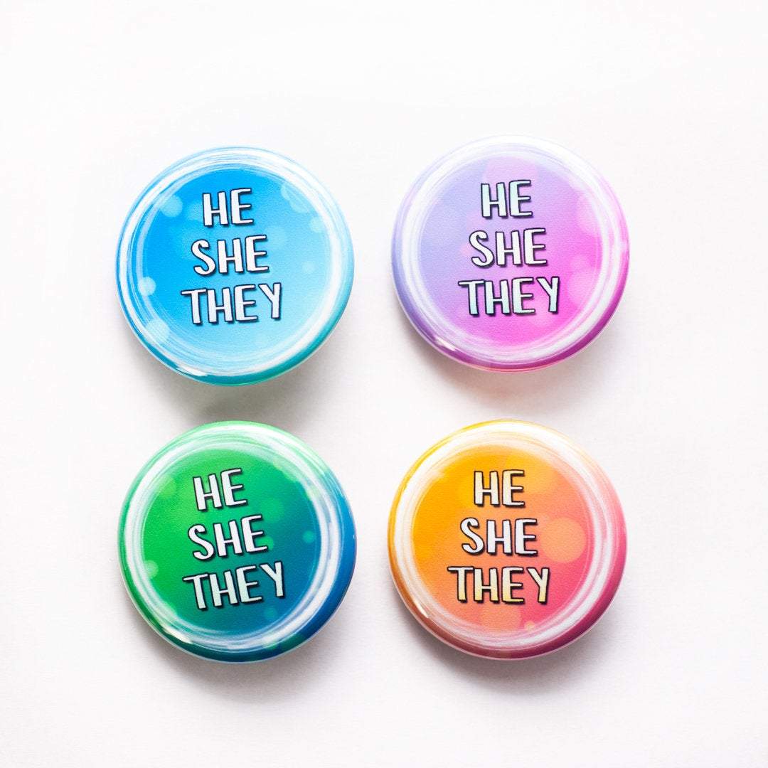 lgbtq he she they any pronoun buttons