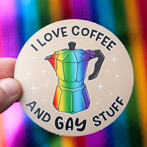 I Love Coffee & Gay Stuff sticker